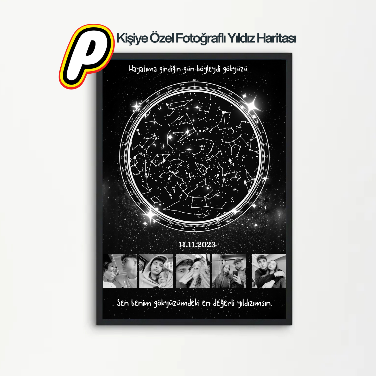 Kişiye Özel Fotoğraflı Yıldız Haritası
