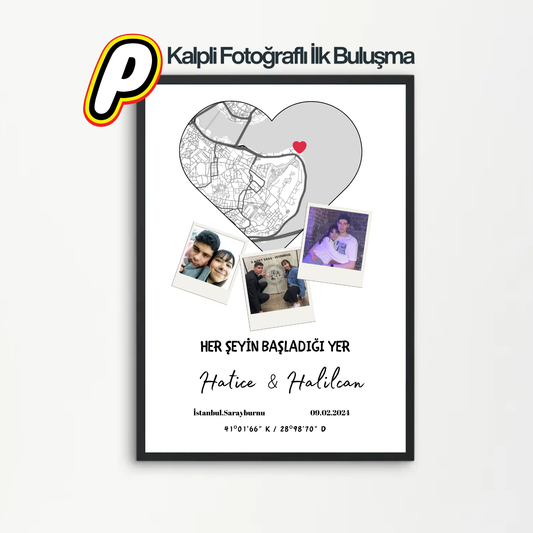 Kalpli Fotoğraflı İlk Buluşma Tablosu