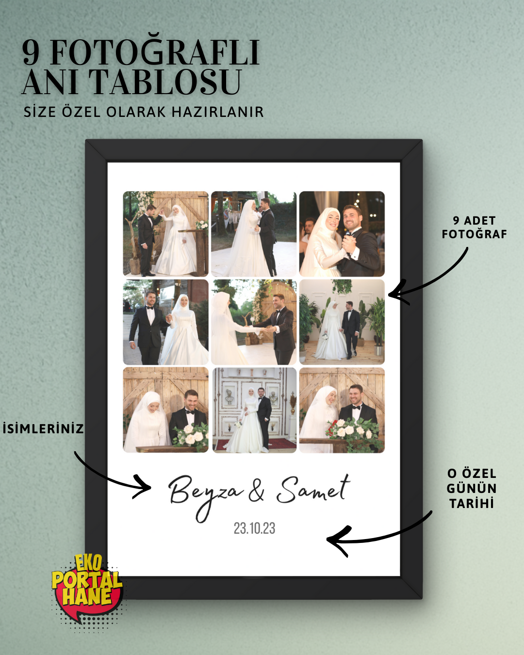 Kişiye Özel 9 Fotoğraflı Anı Tablosu