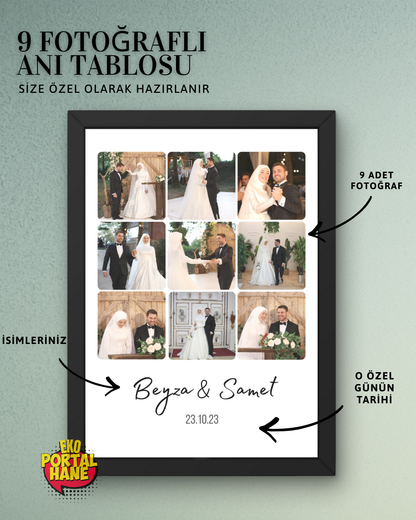 Kişiye Özel 9 Fotoğraflı Anı Tablosu
