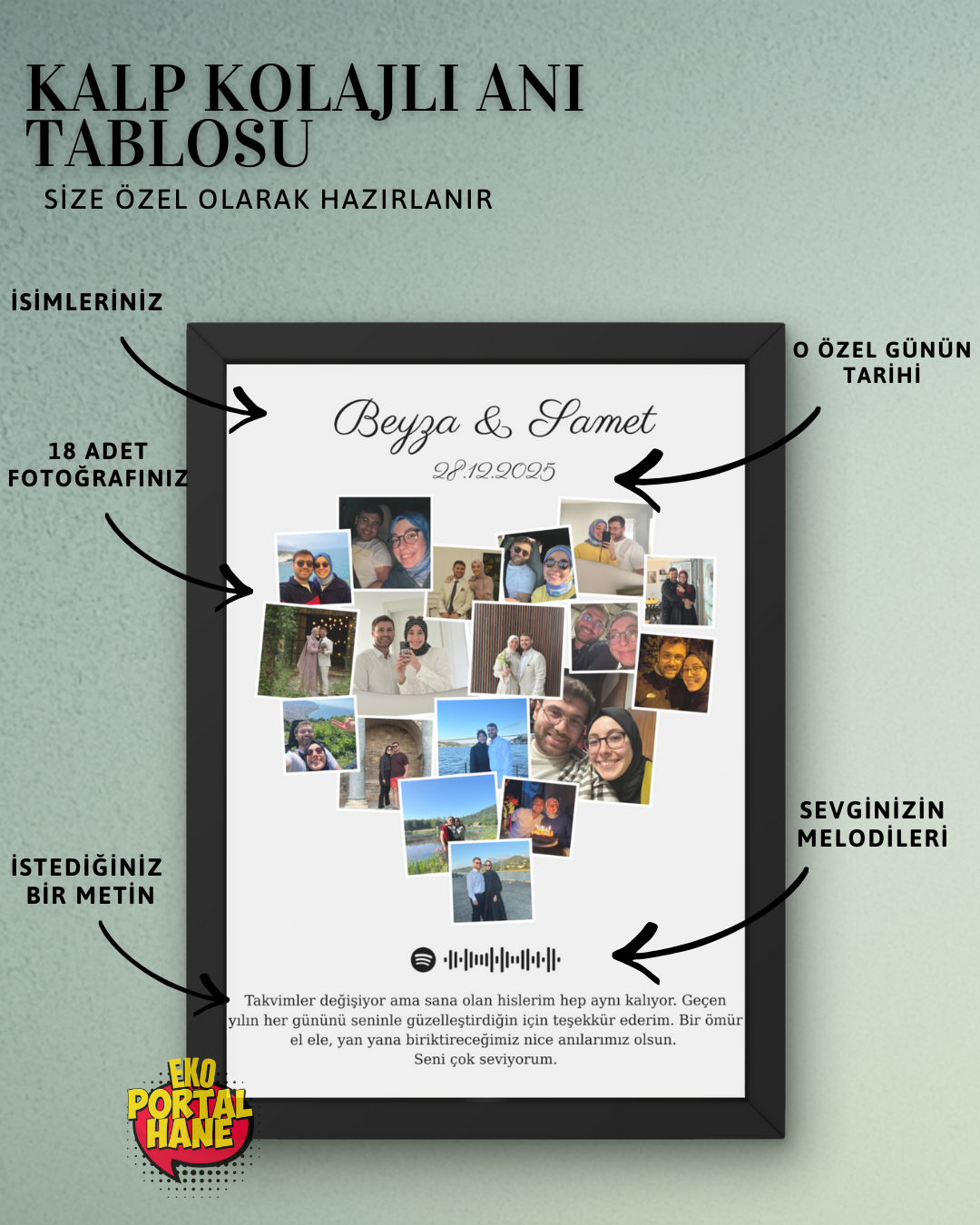 Kalp Kolajlı Anı Tablosu