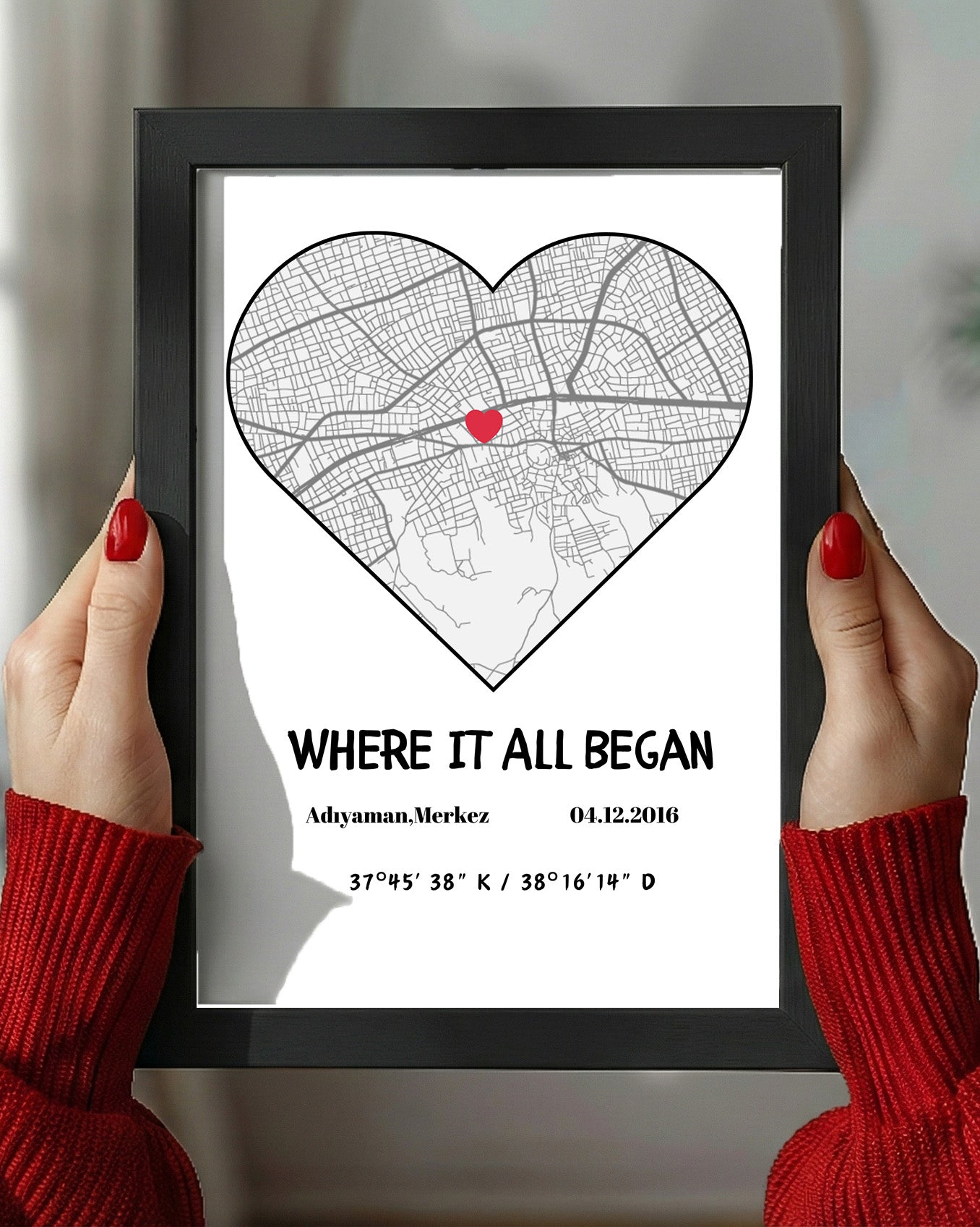 Kişiye Özel Kalpli Her Şeyin Başladığı Yer - Harita Tablosu