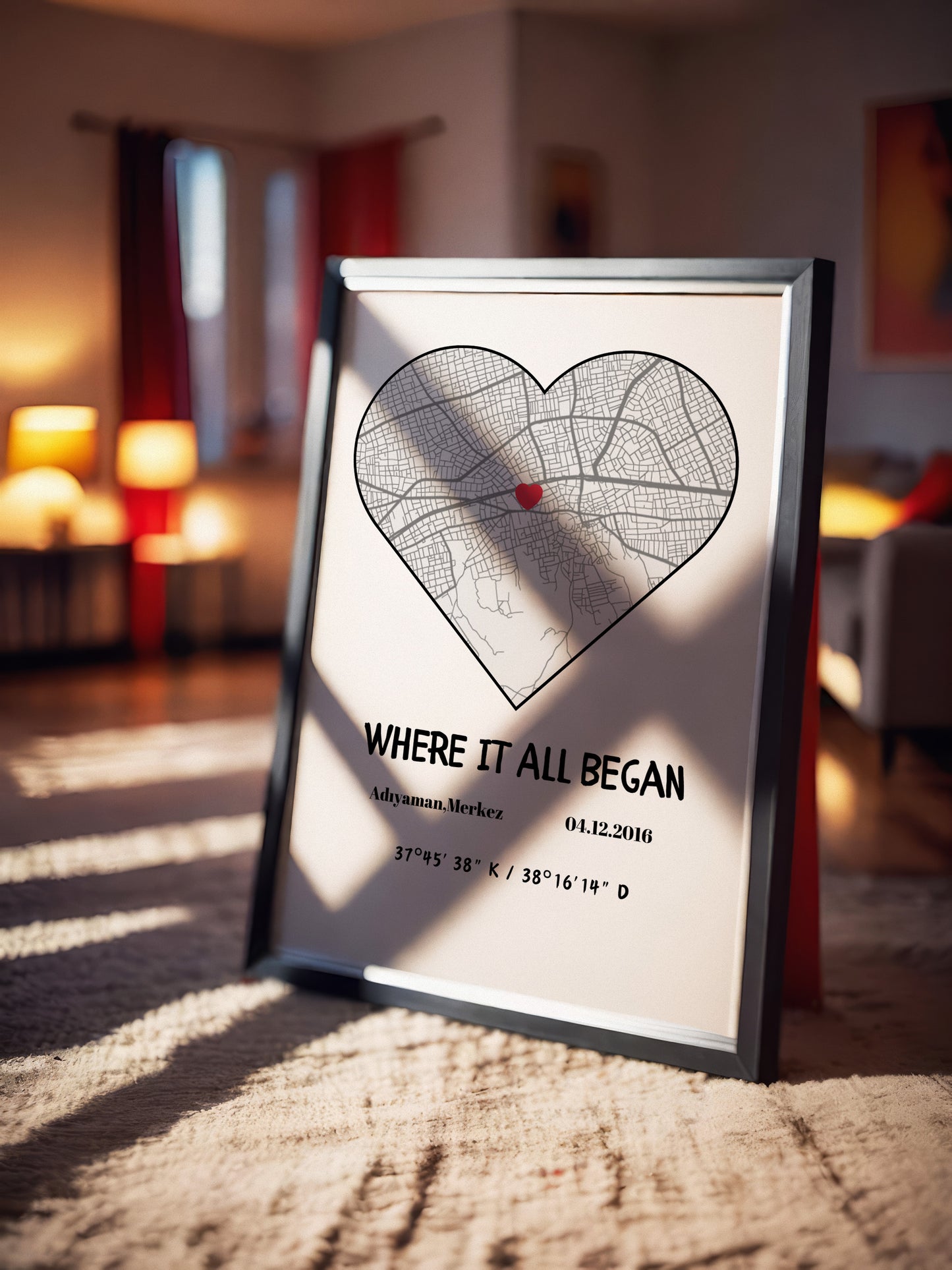 Kişiye Özel Kalpli Her Şeyin Başladığı Yer - Harita Tablosu