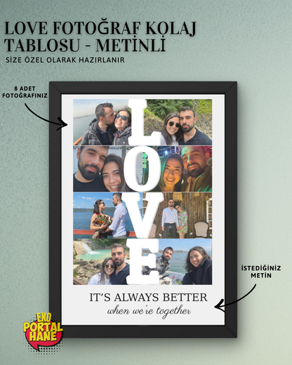 Love Fotoğraf Kolaj Tablosu - Metinli