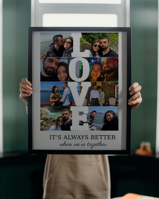 Love Fotoğraf Kolaj Tablosu - Metinli
