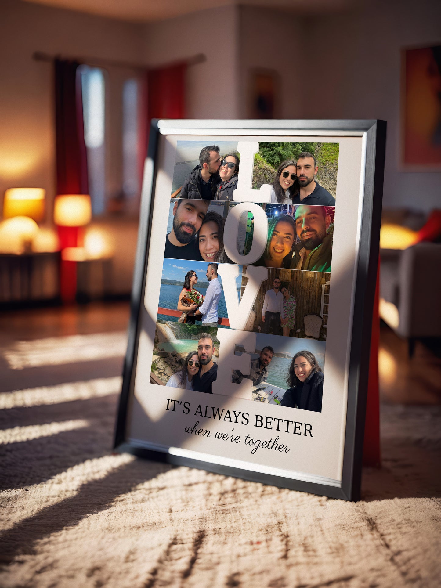 Love Fotoğraf Kolaj Tablosu - Metinli