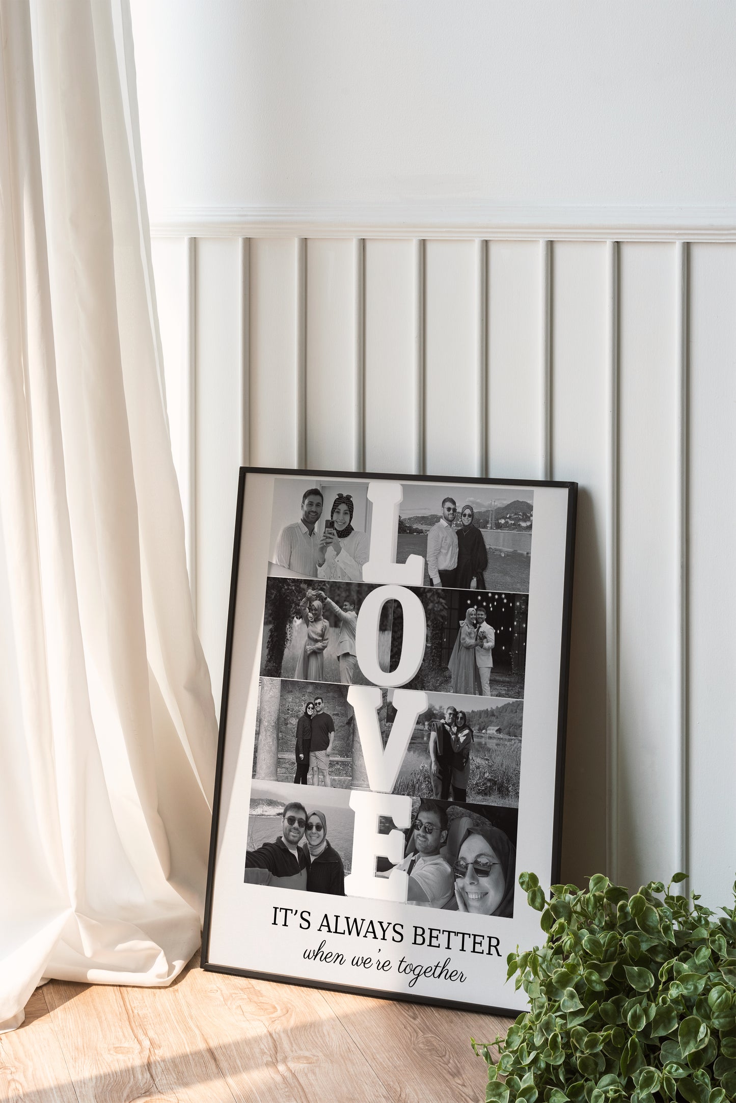 Metinli - Love Fotoğraflı Kolaj Tablosu