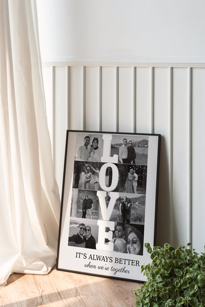 Metinli - Love Fotoğraflı Kolaj Tablosu