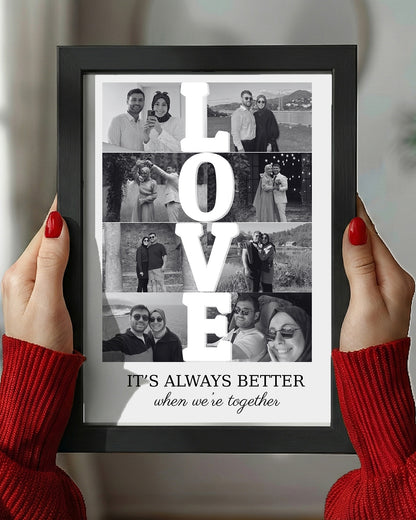 Metinli - Love Fotoğraflı Kolaj Tablosu