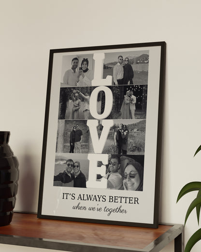 Metinli - Love Fotoğraflı Kolaj Tablosu