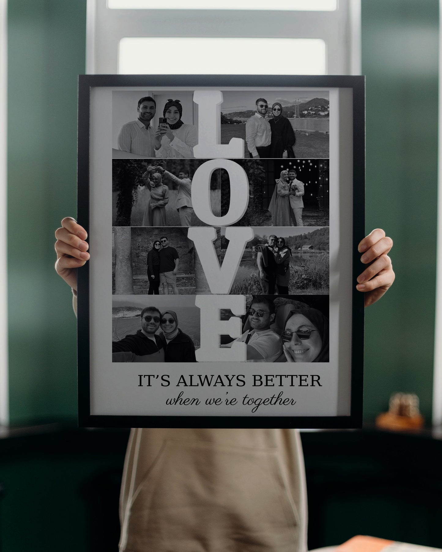 Metinli - Love Fotoğraflı Kolaj Tablosu