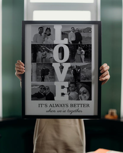 Metinli - Love Fotoğraflı Kolaj Tablosu