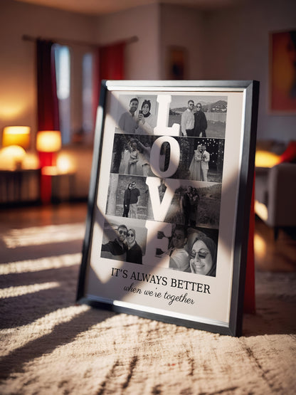 Metinli - Love Fotoğraflı Kolaj Tablosu