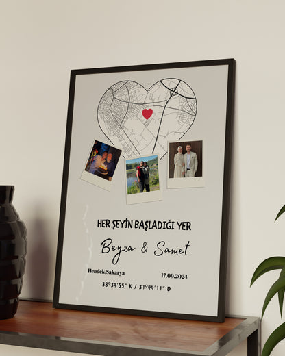 Kalpli 3 Fotoğraflı Her Şeyin Başladığı Yer - Harita Tablosu