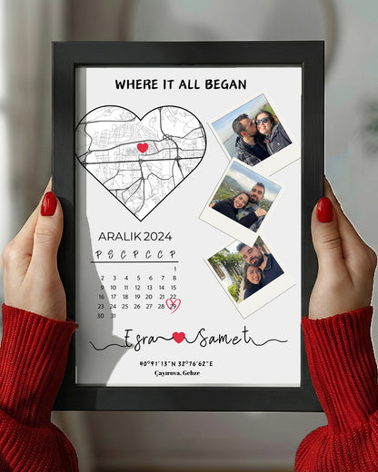 Fotoğraflı Takvimli İlk Buluşma - Harita Tablosu