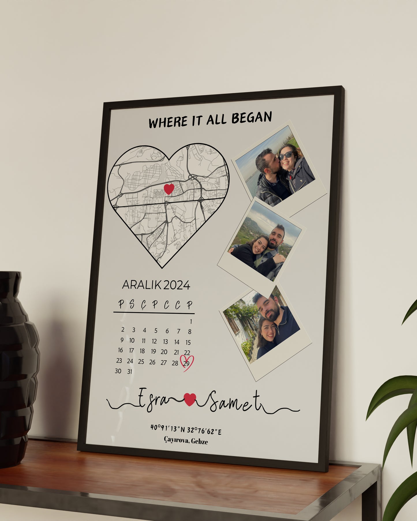 Fotoğraflı Takvimli İlk Buluşma - Harita Tablosu
