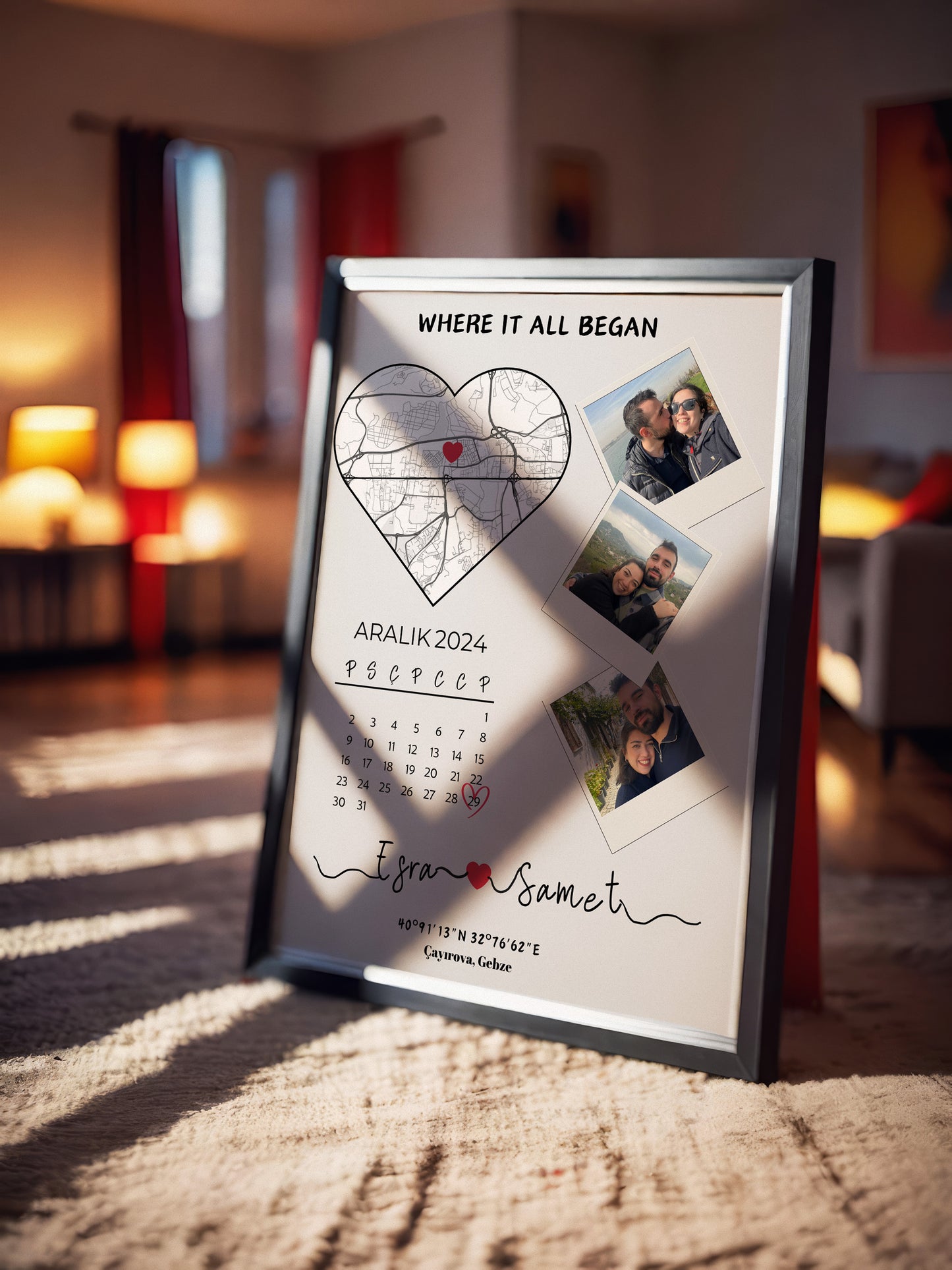Fotoğraflı Takvimli İlk Buluşma - Harita Tablosu