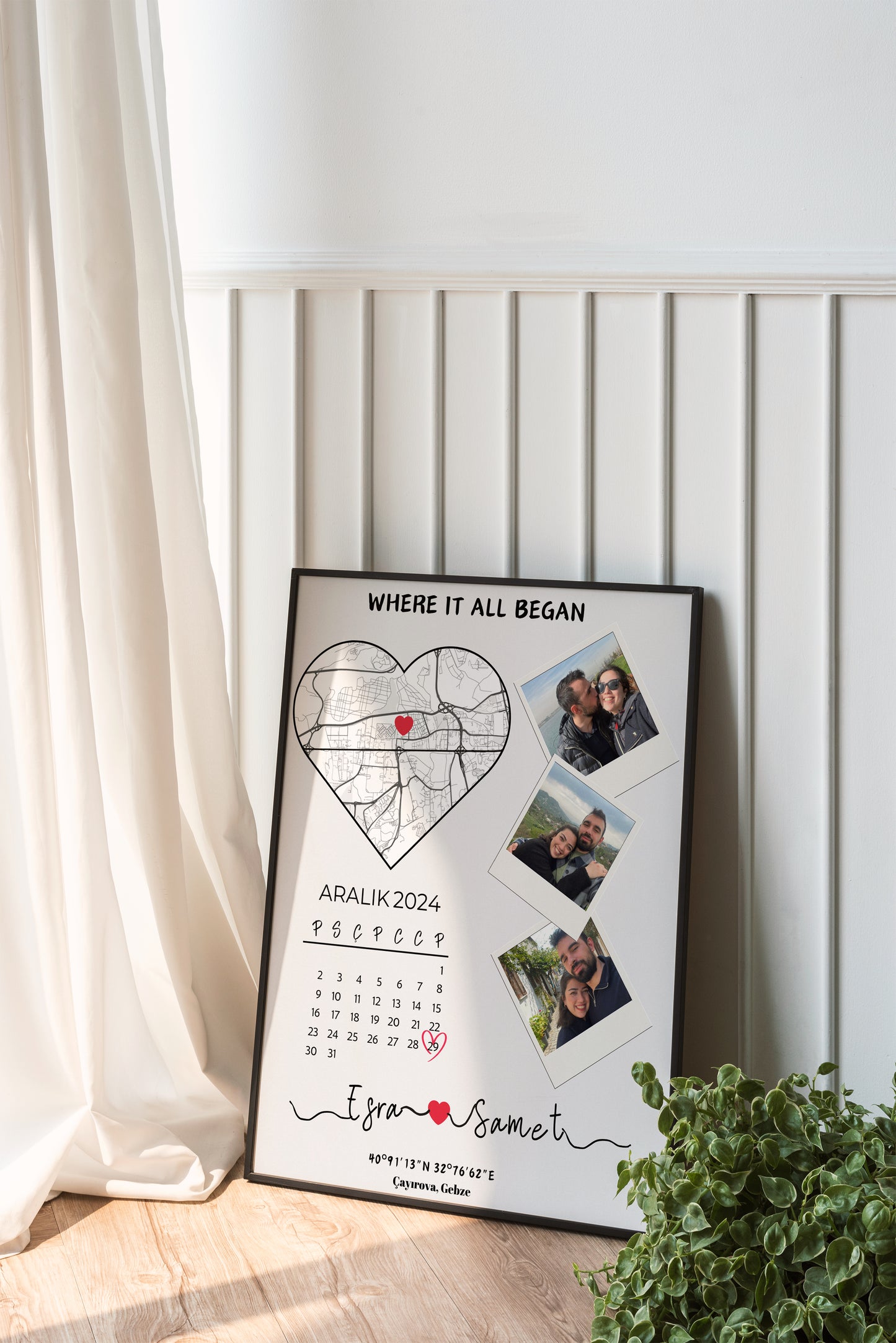 Fotoğraflı Takvimli İlk Buluşma - Harita Tablosu