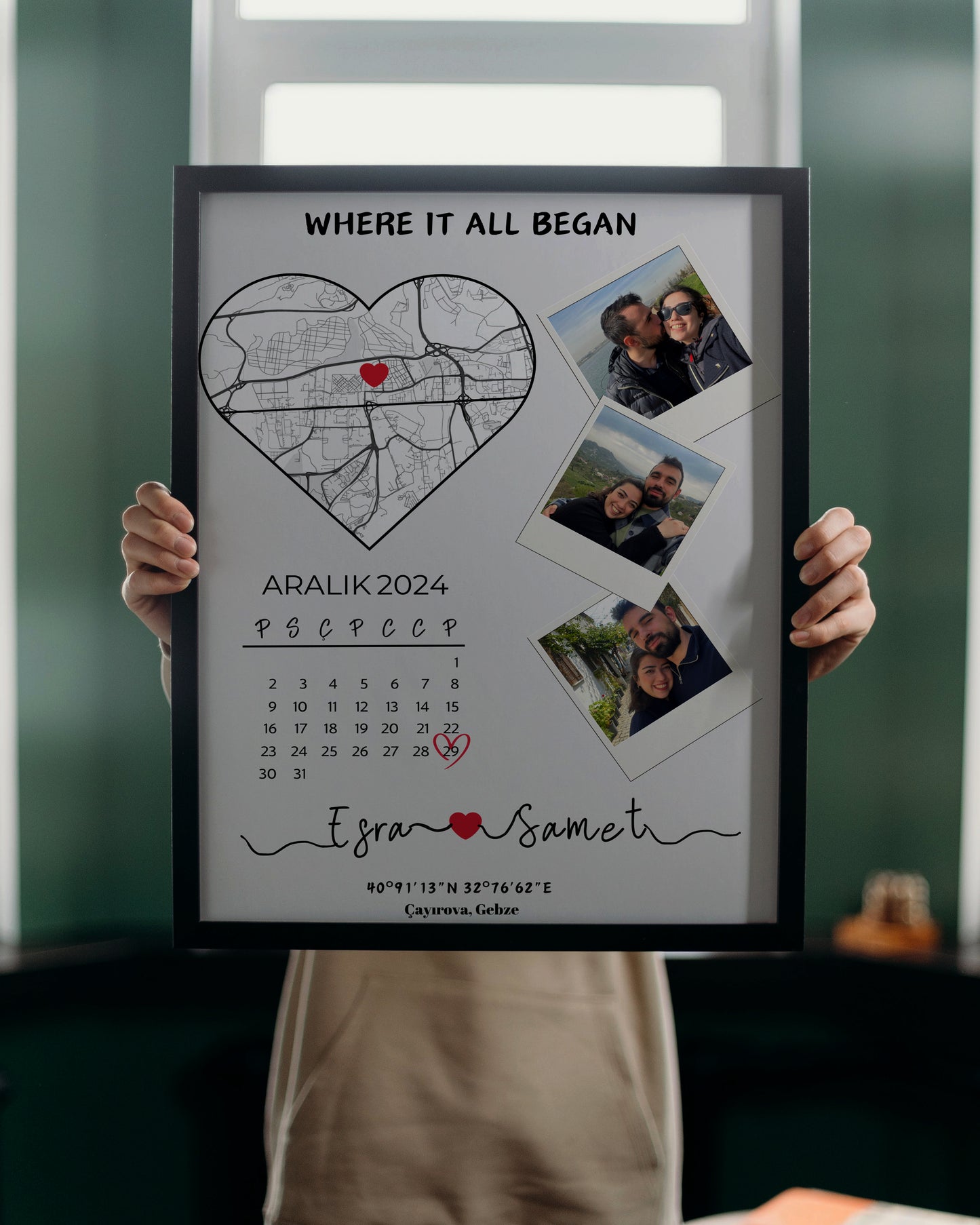 Fotoğraflı Takvimli İlk Buluşma - Harita Tablosu