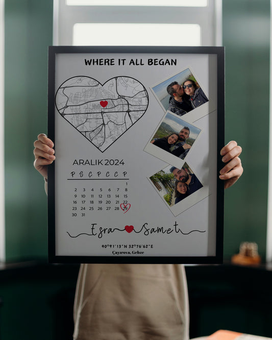 Fotoğraflı Takvimli İlk Buluşma - Harita Tablosu