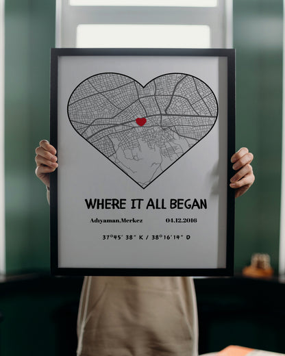 Kişiye Özel Kalpli Her Şeyin Başladığı Yer - Harita Tablosu
