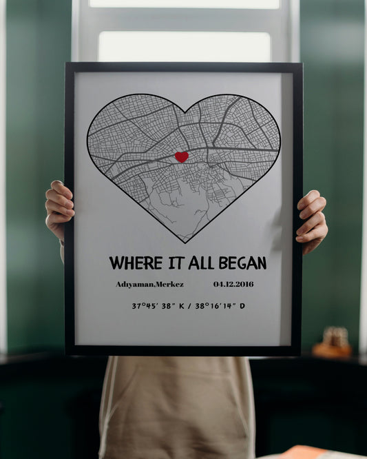 Kişiye Özel Kalpli Her Şeyin Başladığı Yer - Harita Tablosu